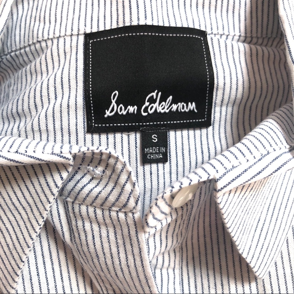 Sam Edelman Cotton Striped Embroidered Top Size S - Picture 6 of 10